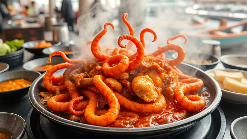 savoring spicy squid dish