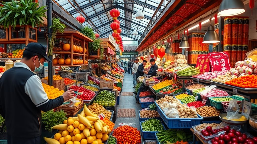 vibrant floral and avian marketplace