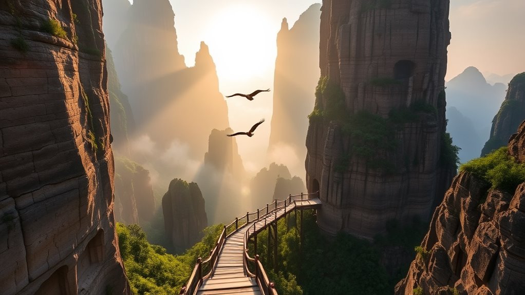 vibrant sandstone formations ethereal quartzite peaks