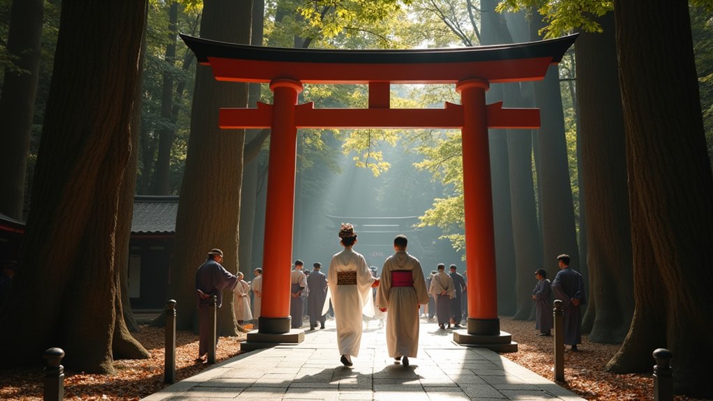 shinto wedding amidst trees