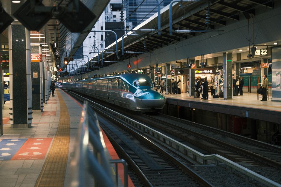 A shinkansen waiting at the platform