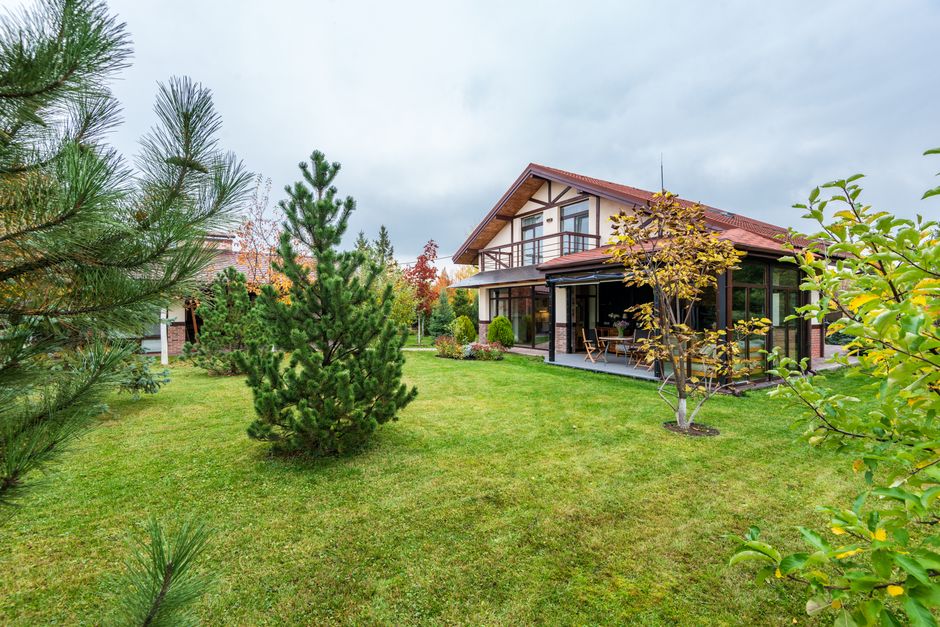 Cheong Wa Dae rear garden Bugaksan mountain pine trees and lawn