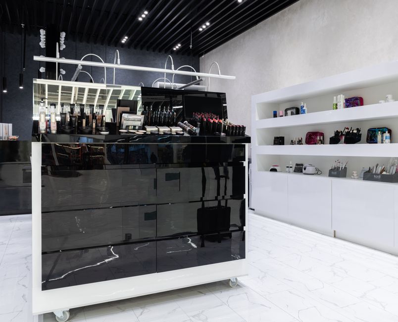 Korean cosmetics store with skincare products on display