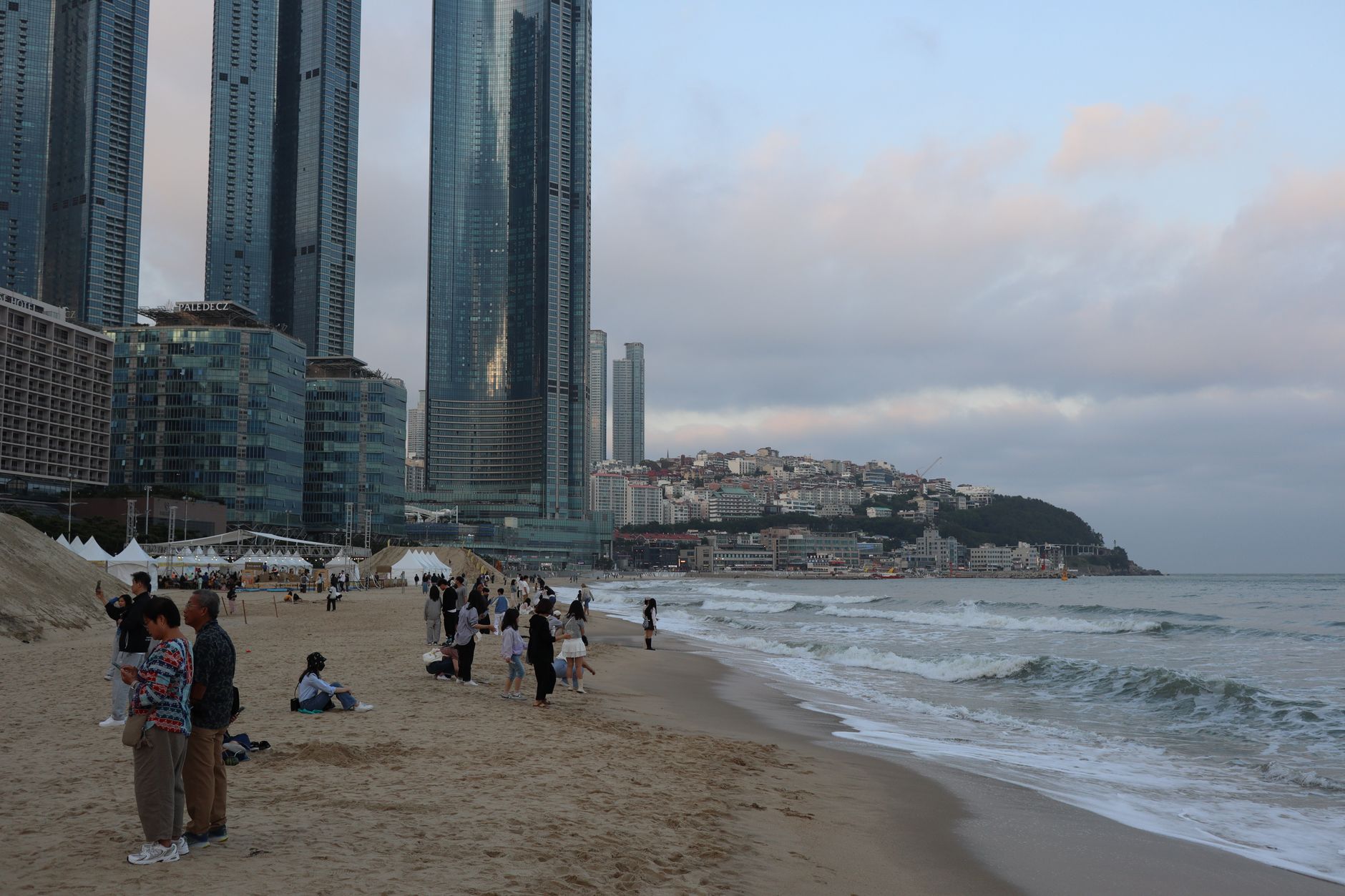Sunset over the sea at a Busan beach